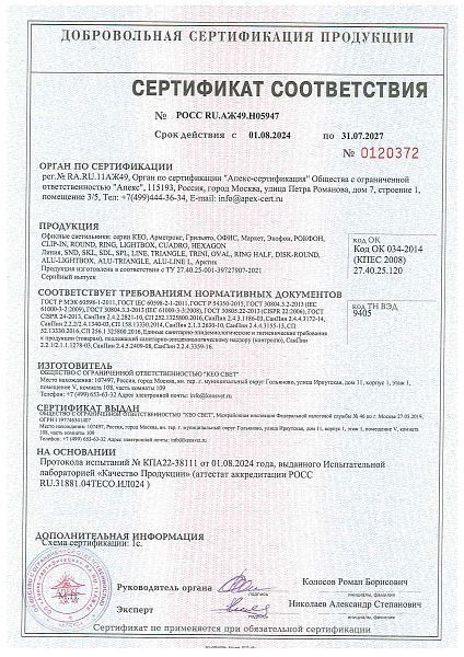 Сертификат СанПин